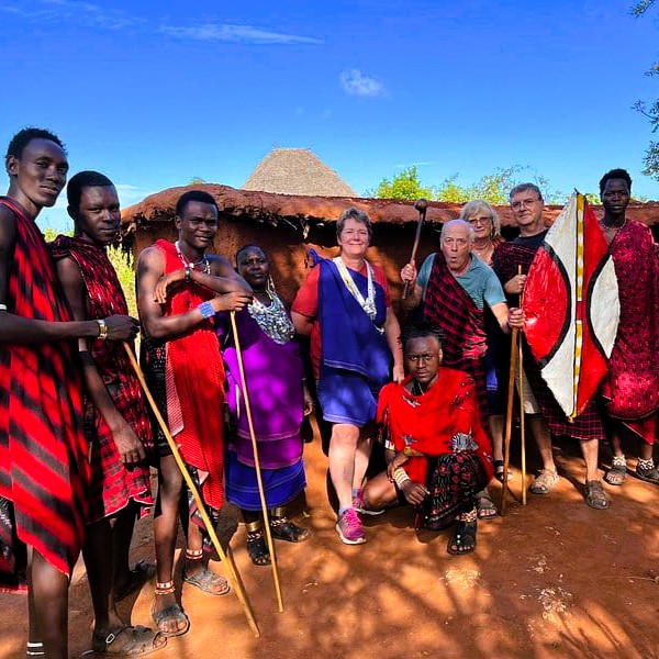 Massai tribe members in traditional attire